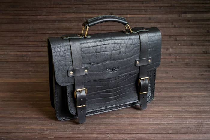 Small briefcase made of elephant's trunk - My, Leather, Leather products, Briefcase, Needlework without process, Longpost