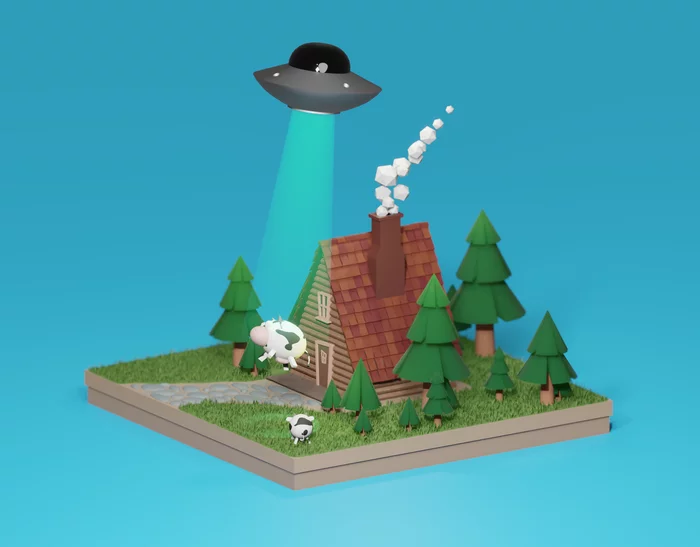 A well-known house from Kaino's free courses. - Longpost, Video, Blender, Creation, 3D animation, Courses, 3D modeling, My