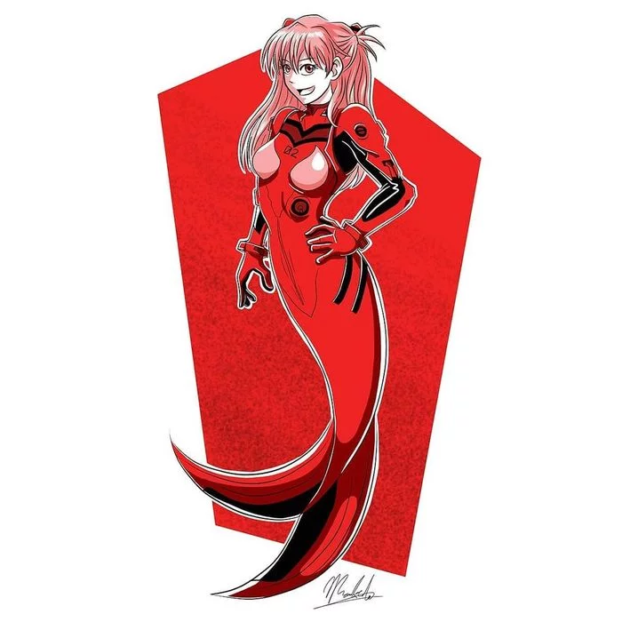 Neon Genesis Evangelion characters as mermaids - Anime, Anime art, Mermay, Mermaid, Evangelion, Art, Fan art, Asuka langley, , Rei ayanami, Shinji Ikari, Misato katsuragi, Longpost