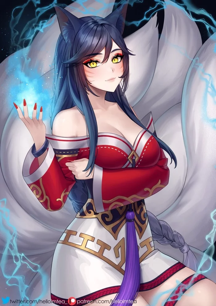 Ahri - Арт, Ahri, League of Legends, Animal Ears, Девушки