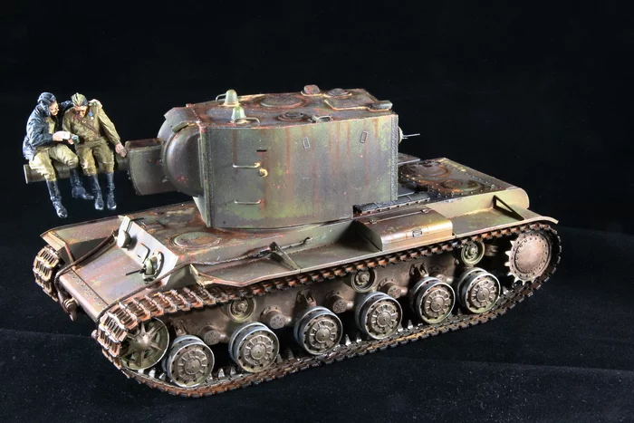 Old rusty KV-2 (remake of an old work) - My, Scale model, Scale 1:35, Stand modeling, BTT, Tanks, Kv-2, Rust, Airbrush, , The Second World War, Longpost