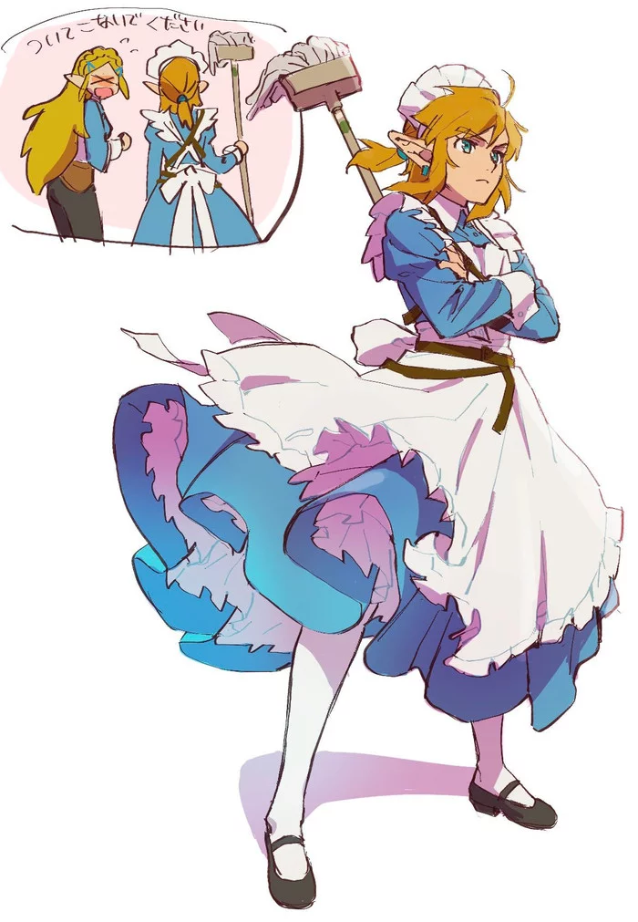 Maid Link - Link, Its a trap!, Housemaid, Anime art, The legend of zelda, Princess zelda, Anime trap