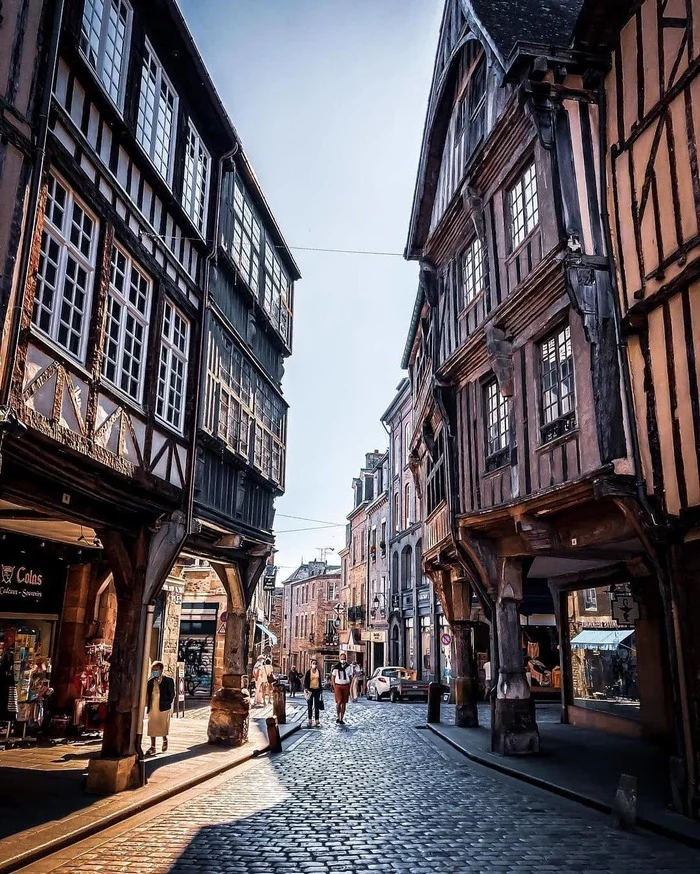 Dinan, Bretagne, France - France, Brittany, Half-timbered, Pavement, Old city, sights, The photo