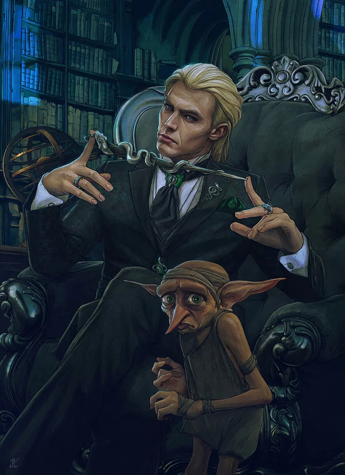 The owner of the estate - Drawing, Harry Potter, Lucius Malfoy, Dobby, Vladislav Pantic, Art