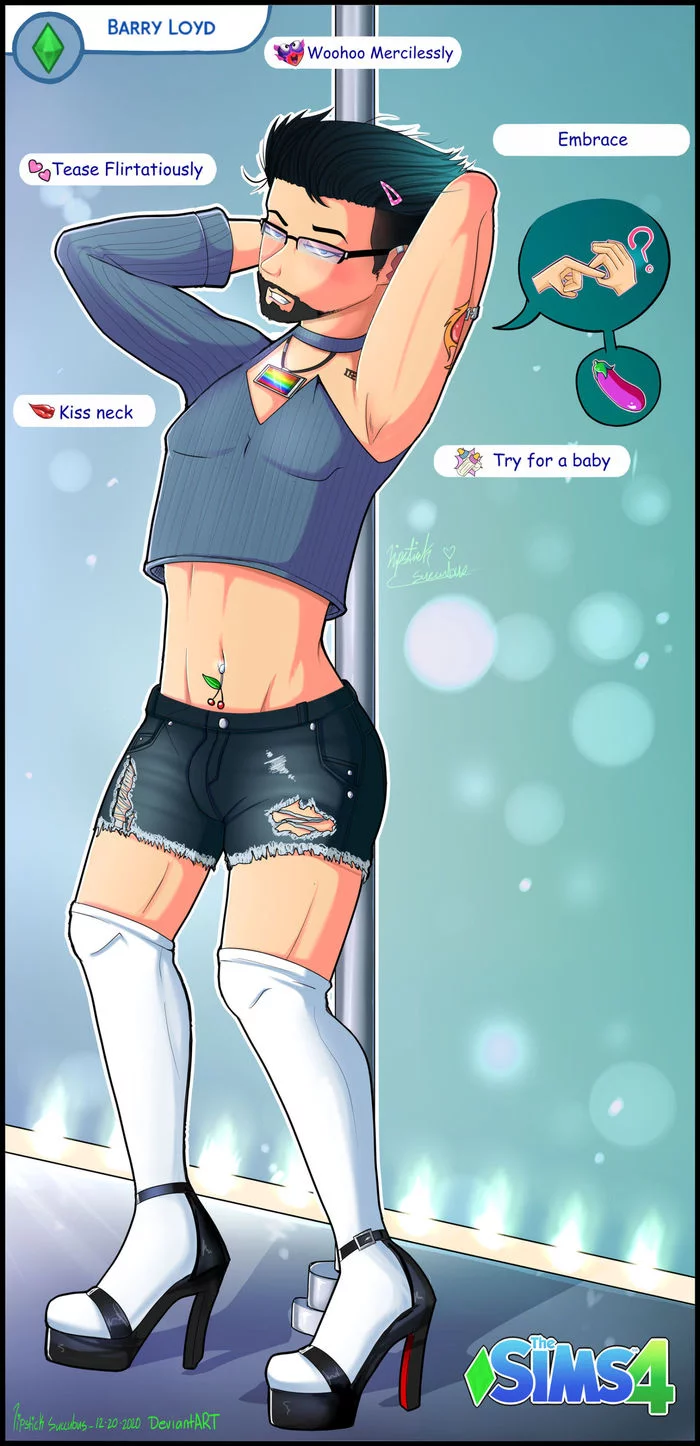 Barry Loyd - Art, The sims, Gays, Stockings, Choker, Longpost