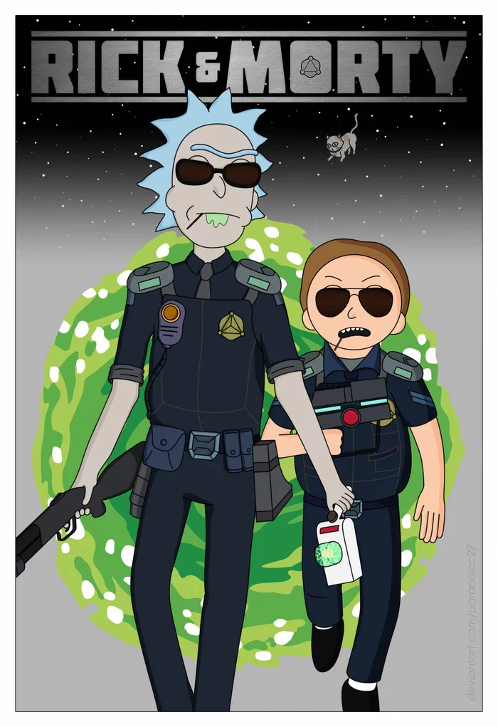 Rick and Morty: Like tough cops - My, Kind of cool leggings, Rick and Morty, Crossover, Movies, Serials