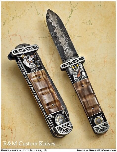 Folding knives by Jody Muller - Knife, Master, Engraving, Jackknife, Damascus, Longpost