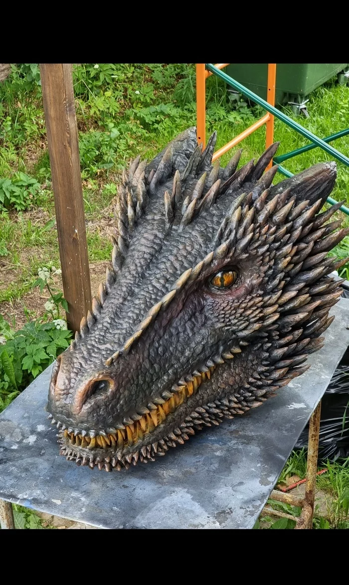 Drogon head, Game of Thrones - My, Game of Thrones, Drogon, The Dragon, Daenerys Targaryen, PLIO, Longpost, Needlework with process, Needlework