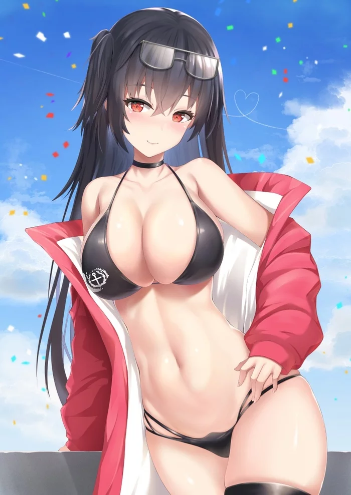 Anime art - NSFW, Аниме, Anime Art, Azur Lane, Taihou, Сиськи