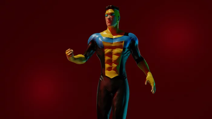 Invincible. Sculpture for 3D printing - My, Comics, Superheroes, Cartoons, Heroes, Blender, 3D, 3D печать, Computer graphics, Longpost, , Invincible (animated series)