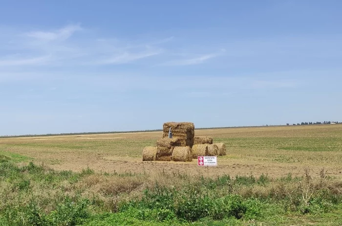 Art in the fields - My, Humor, Tractor, Sculpture, Hay, Village, , Harvest, Mobile photography