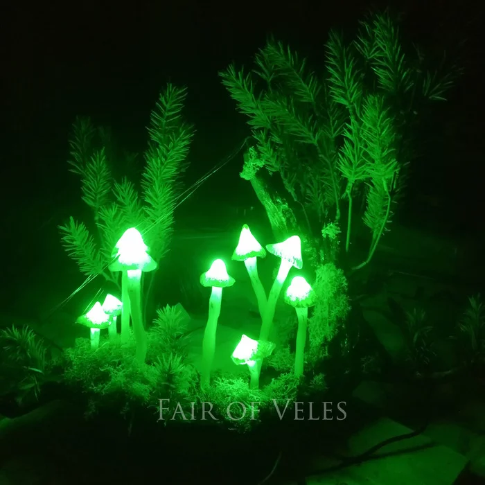 Glowing mushrooms. - My, Lamp, Night light, Handmade, Polymer clay, Snag, LED lights, LEDs, Video, Longpost, Decor, , Needlework without process