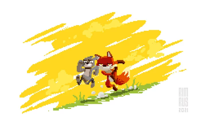 Brother Fox and Brother Rabbit - My, Art, Pixel Art, Rimrus