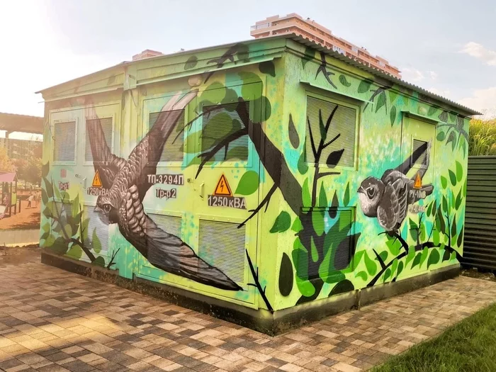 Simple yard solutions - My, Street art, Graffiti, Birds, Art, Longpost, Krasnodar