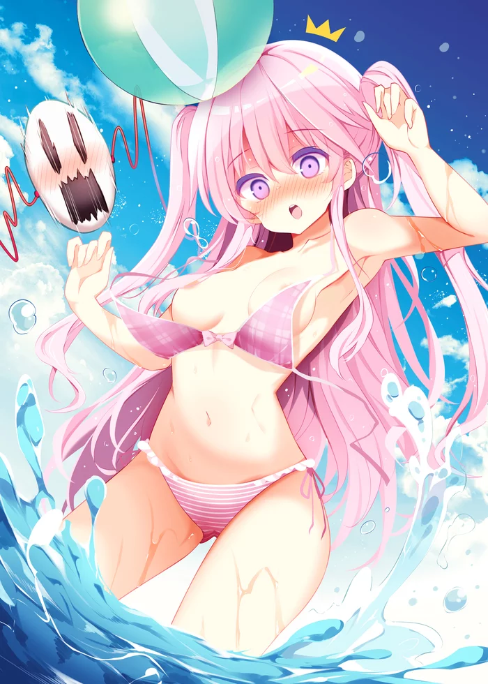 Hata no Kokoro - NSFW, Touhou, Haata no kokoro, Anime art, Anime, Swimsuit, Breast, Hand-drawn erotica, Erotic, Longpost, , 