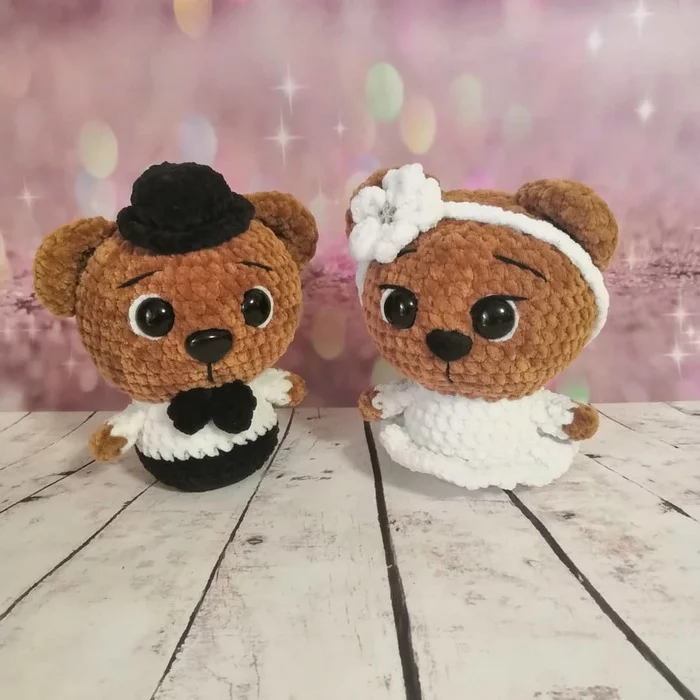 Crochet bears. Wedding bears. Bride and groom! - My, Crochet, Bears, Amigurumi, Wedding, Bride and groom, Soft toy, Longpost, Needlework without process