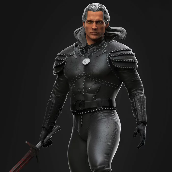 Finished Henry Cavill as Geralt - My, Henry Cavill, The Witcher series, Netflix, Zbrush, 3D modeling