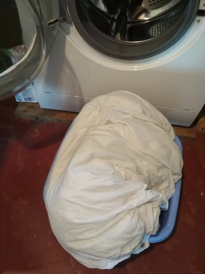 underwear eater - My, big washing, Washing machine, Duvet cover