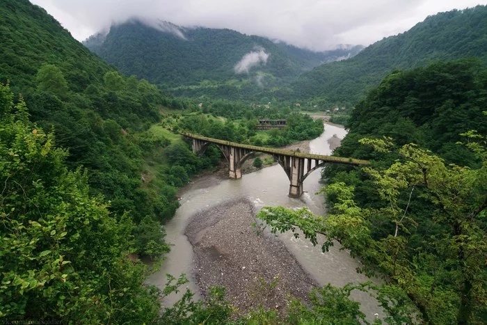 Abandoned railway bridge in Tkuarchal, Abkhazia - My, Abandoned, Abkhazia, Georgia, The photo, Photographer, Alexey Golubev, Landscape, Urbanphoto, , The mountains, Architecture