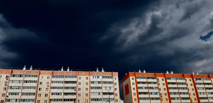 The heavenly sea is worried - My, Mobile photography, The clouds, Thunderstorm, Sky, beauty, Element, Longpost, Rainbow