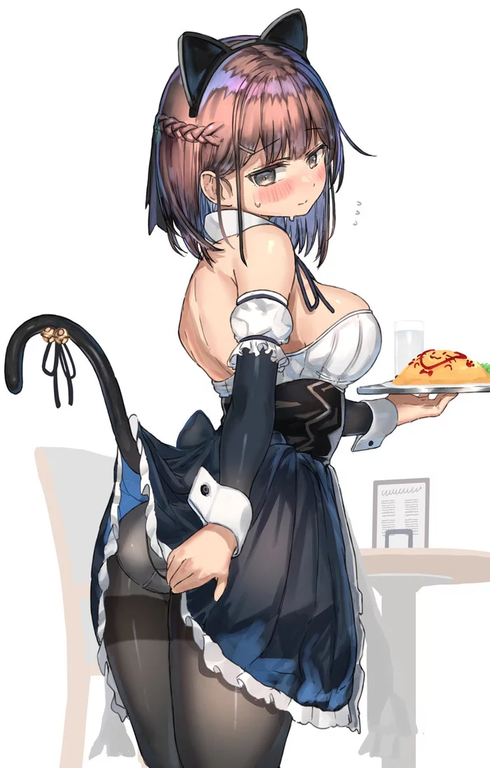 Maid - NSFW, Аниме, Anime Art, Anime Original, Арт, Девушки, Панцу, Горничная, Ranfptn