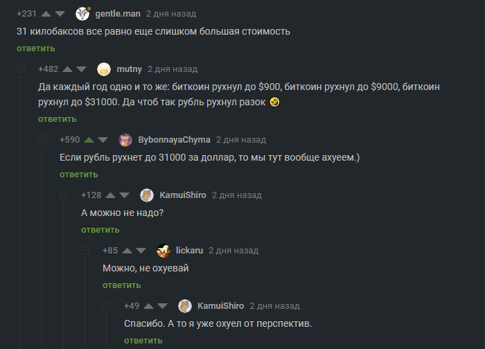 Упокой, господь, душу его - Комментарии на Пикабу, Скриншот, Рубль, Юмор, Биткоины, Криптовалюта