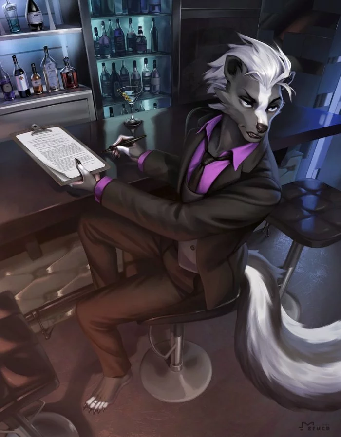 In the bar - Furry, Anthro, Art, Furry Skunk, Eruca