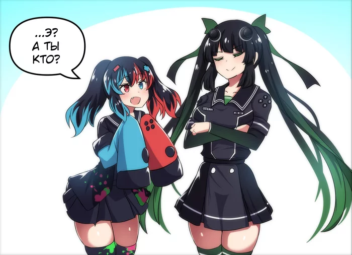 Steam Deck vs. Nintendo Switch - Comics, Translation, Anime, Merryweather, Translated by myself, Humanization, Nintendo switch, Steam Deck, Longpost