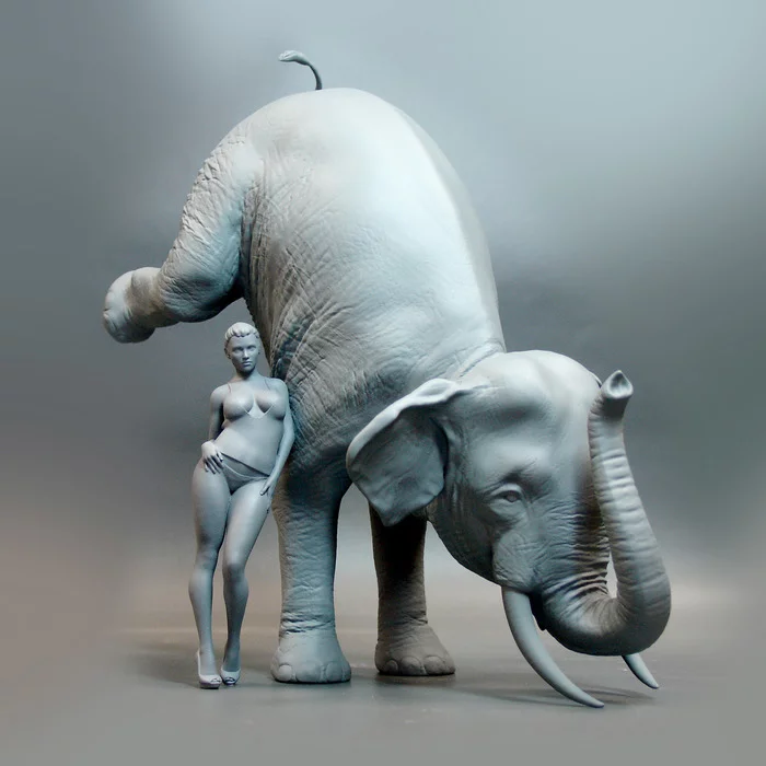Elephant - My, 3D, 3D печать, 3D modeling, 3D printer, Elephants, Girls, Modeling, Car modeling, , Miniature, Longpost