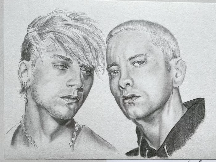 Sketch - My, Drawing, Eminem, Machine Gun Kelly