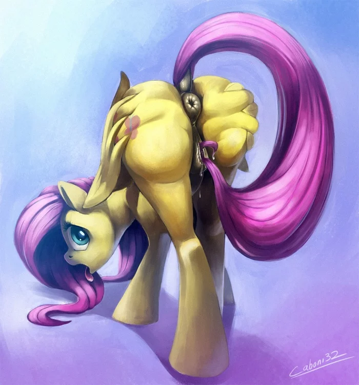 Stuck tail tip - NSFW, My little pony, MLP Explicit, MLP anatomically correct, Fluttershy, Caboni32