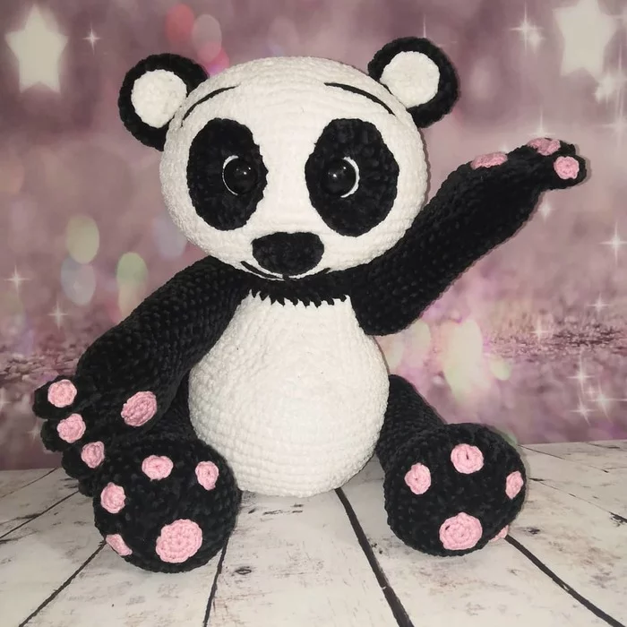 plush panda - My, Crochet, Panda, Plush Toys, Teddy bear, Knitting, Soft toy, Needlework without process