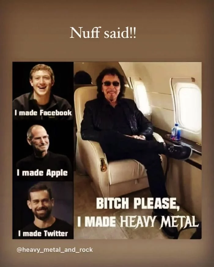 Brian May - Fucking Right!!! Tony Iommi rules!!! - Twitter, Apple, Facebook, Black sabbath, Tony Iommi, Brian May, Queen, Instagram, , Rock, Humor, Heavy metal, Celebrities, Rock'n'roll, Video, Longpost