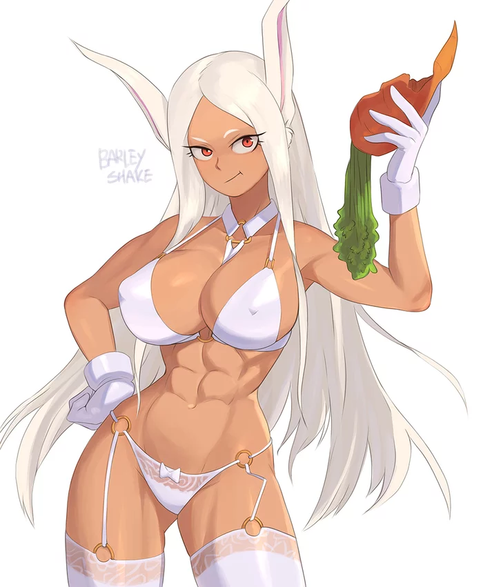 Miruko - NSFW, Крепкая девушка, Арт, Muscleart, Miruko, Boku no Hero Academia, Аниме, Anime Art, Девушки, , Animal Ears, Чулки, Нижнее белье, Сиськи