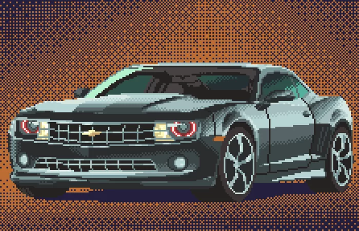 Pixel cars - My, Chevrolet camaro, Dodge challenger, Pixel Art, Art, Cool cars