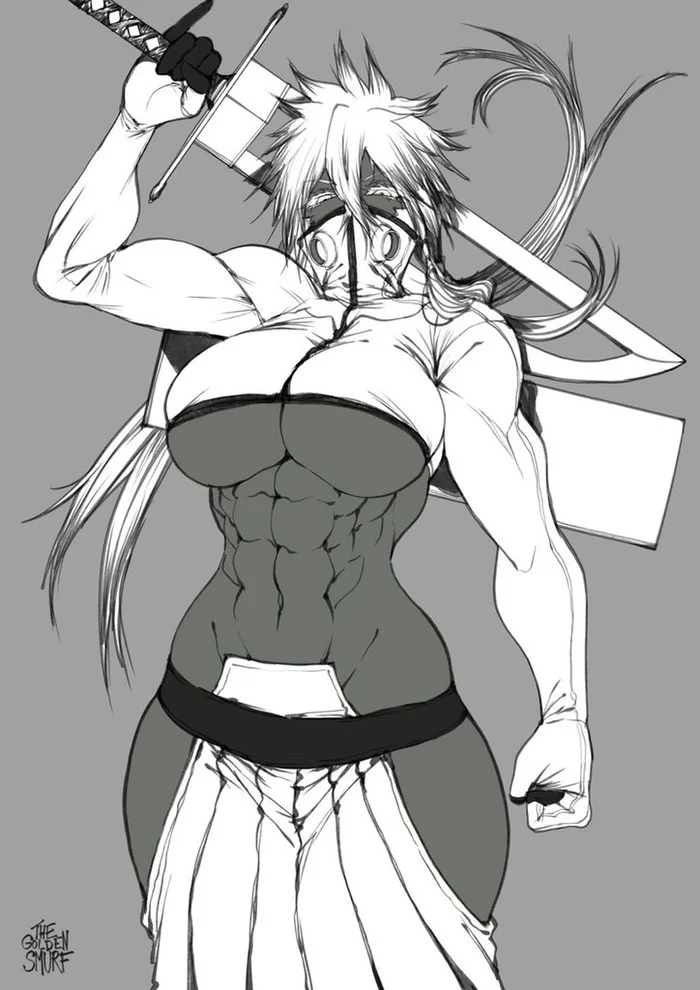 Harribel - NSFW, Крепкая девушка, Арт, Muscleart, Tier Harribel, Bleach, Девушки, Аниме, Anime Art, , Underboob, Сиськи