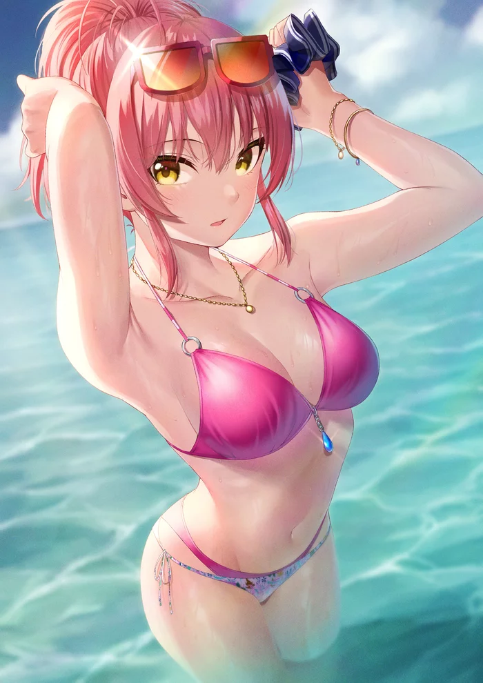 Jougasaki mika - NSFW, Anime, Anime art, The idolmaster, Idolmaster Cinderella Girls, Jougasaki mika, Swimsuit, Boobs, Hand-drawn erotica, , Erotic