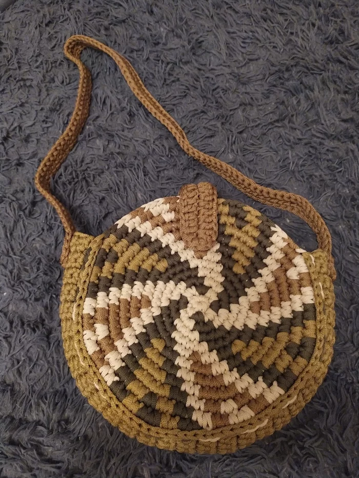 New handbag according to the old scheme - My, Crochet, Needlework, Сумка, Video, Longpost, Needlework without process