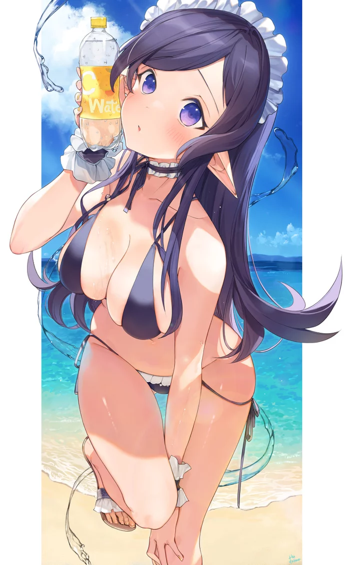 Elf - NSFW, Art, Anime art, Anime original, Elves, Girls, Bikini, Beach, Breast, , Erotic