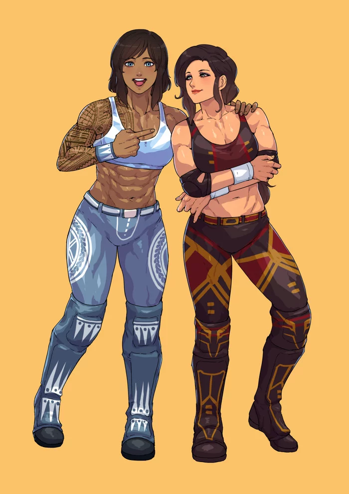 Korra & Asami - Strong girl, Art, Muscleart, Corra, Asami Sato, Avatar: The Legend of Korra, Animated series, Girls