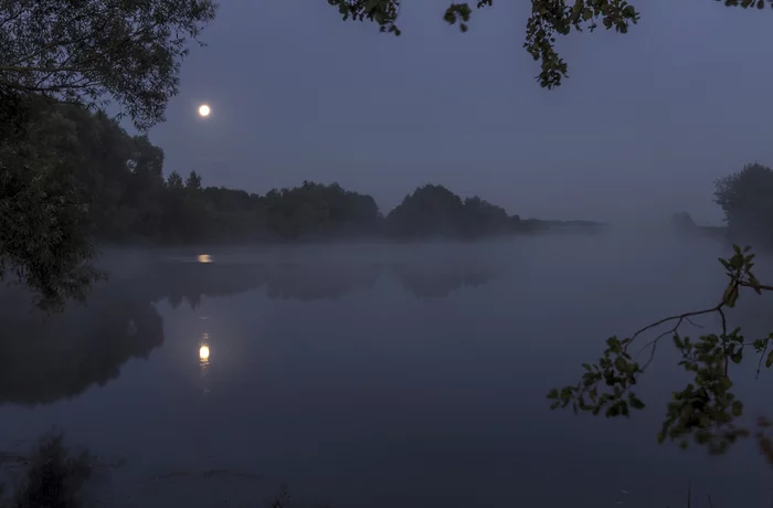 Night fog on a full moon - My, Landscape, Night, Full moon, Fog, Canon, Canon 600D