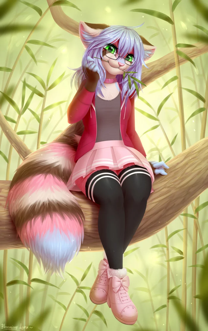 Бамбуковый лес - Фурри, Антро, Арт, Furry Red Panda, Bloominglynx