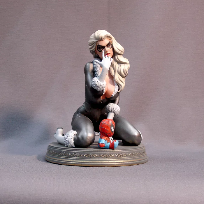 Black cat - My, 3D, 3D печать, Marvel, Comics, Painting, Miniature, Painting miniatures, Longpost, Breast, , Neckline