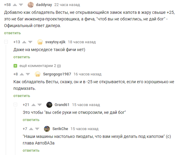 VAZ cars and their features - AvtoVAZ, Comments, Comments on Peekaboo, Screenshot