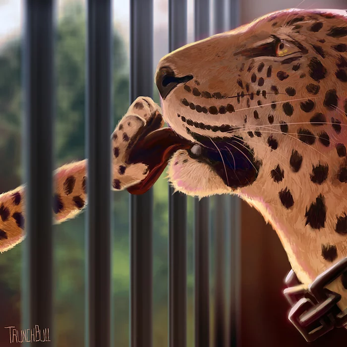 Кем мы были раньше - Фурри, Furry Art, Furry Feline, Furry Leopard, Леопард, Клетка, Trunchbull