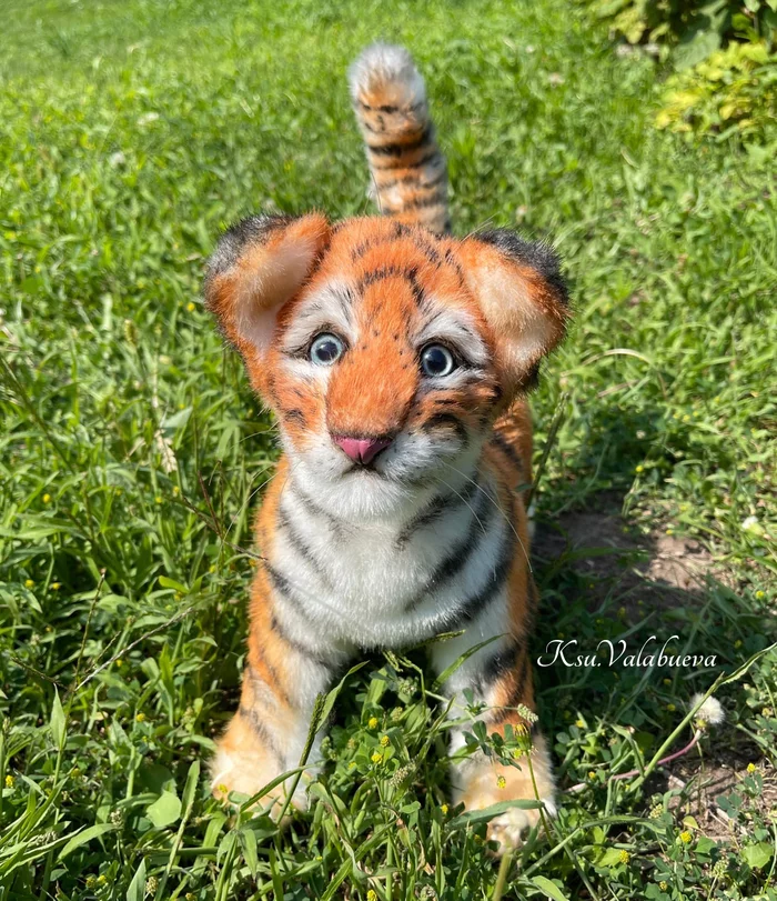 Fur tiger - My, Toys, Soft toy, Handmade, With your own hands, Tiger, Needlemen, Needlework without process