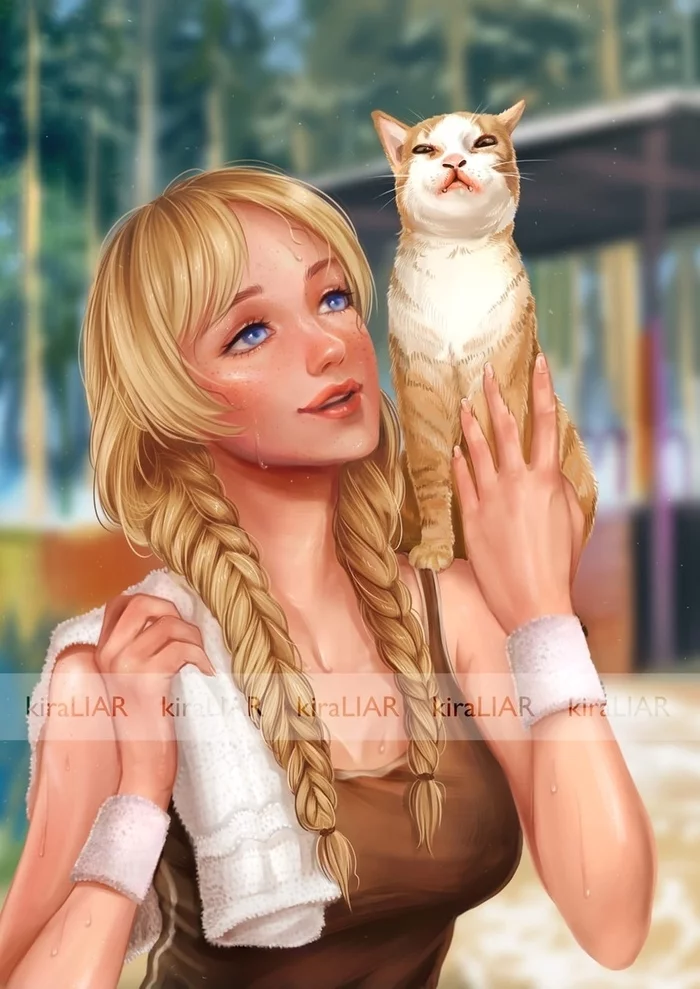 What could be sweeter than Slavi? - Endless summer, Visual novel, Glorifying, Art, Fan art, cat