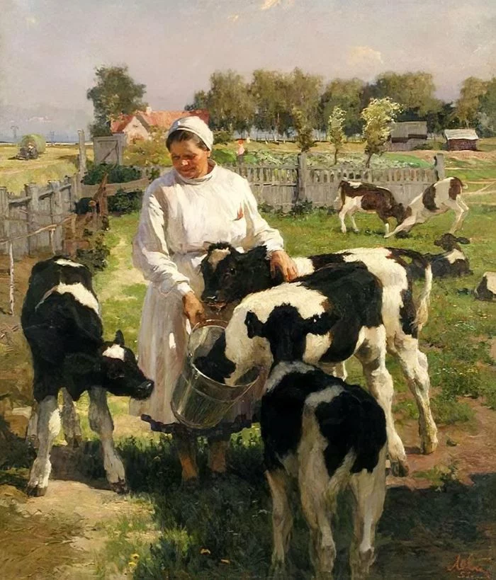 A good day - Collective farm, Farming, Painting, the USSR, Art, Village