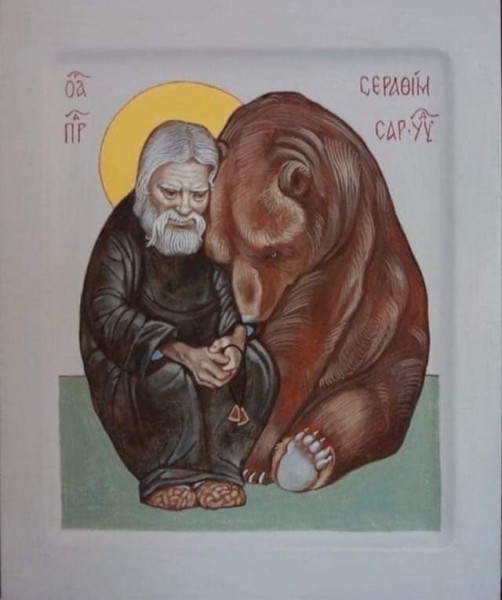 Seraphim of Sarov and bear - The Bears, Seraphim of Sarov, Icon, Milota