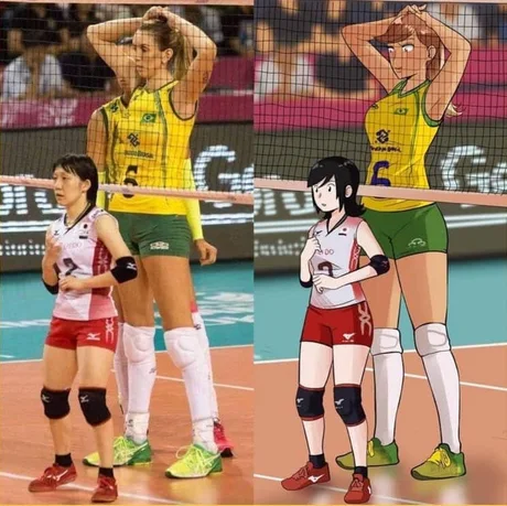 Japanese size ^__^ - Women's volleyball, Humor, Growth, Japanese, Anime, Repeat, Art, Photoshop, , Comparison